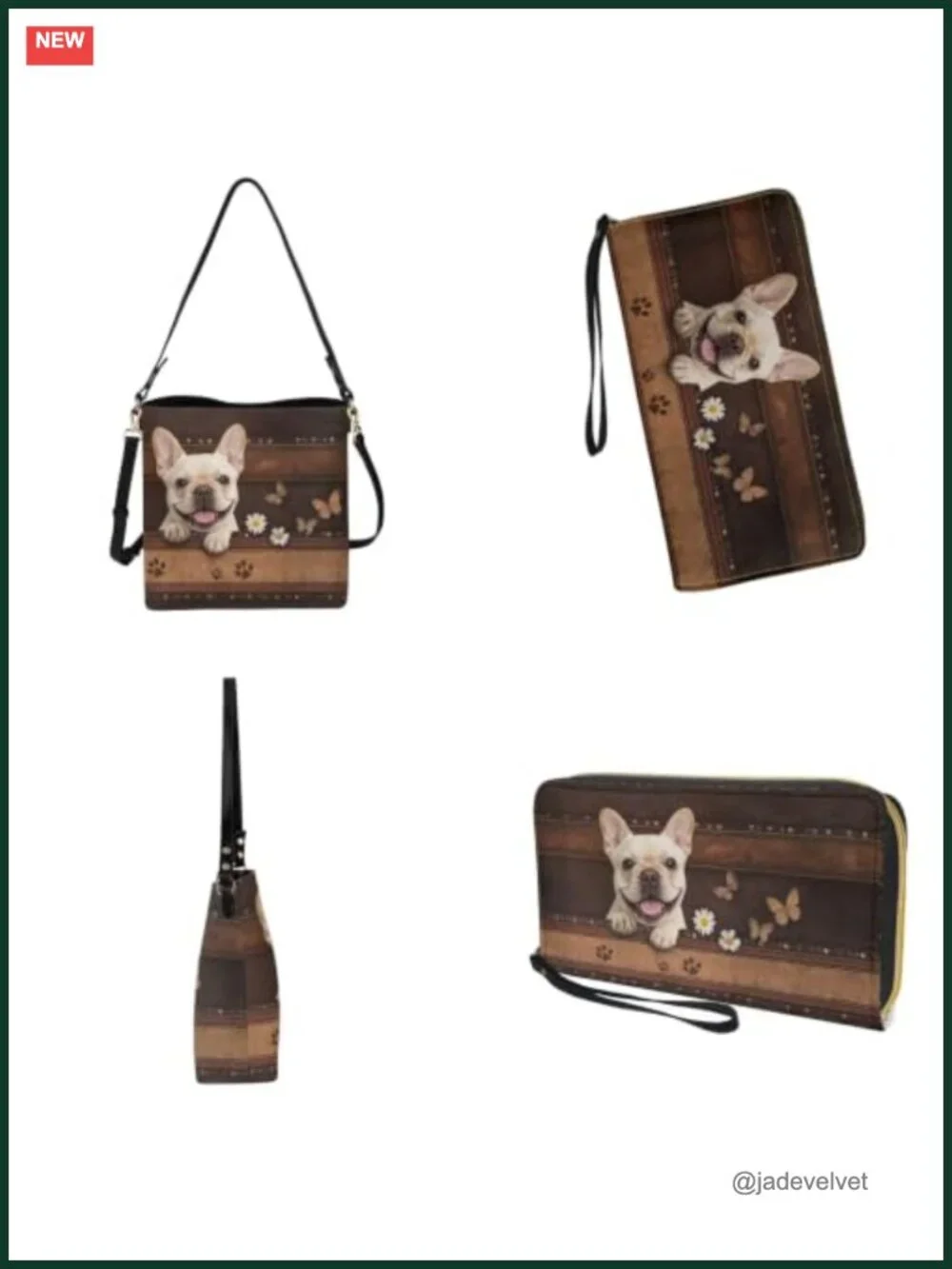 Faux Leather Bucket Crossbody Bag & Wallet Set - Purse with Detachable Straps